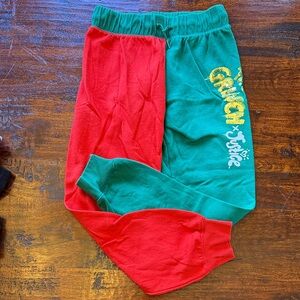 Justice Kids Red and Green Grinch fleece lined Joggers